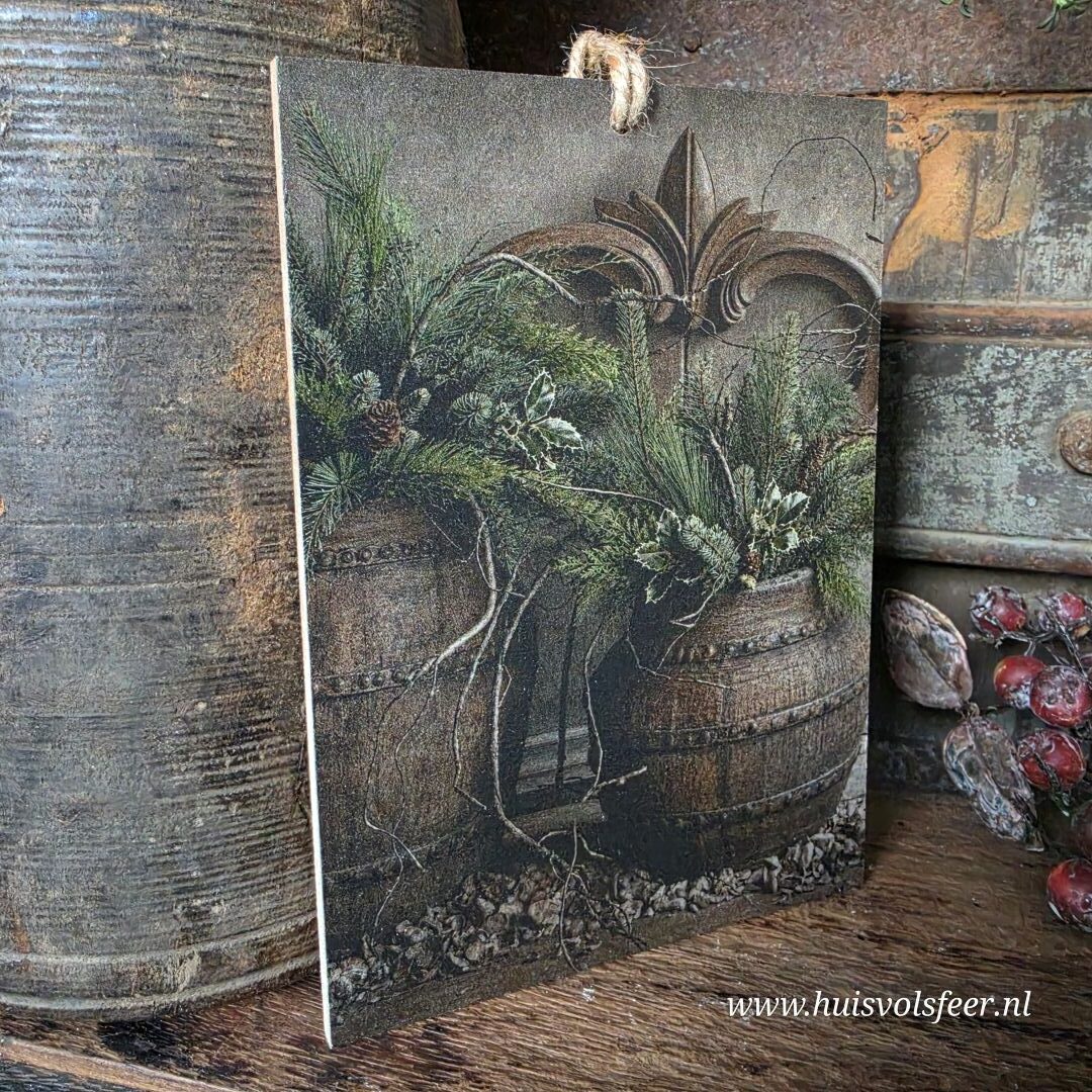 Houten bordje met touw || 2 Houten Potten - Afbeelding 3