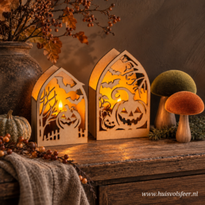 Set van 2 Halloween Huisjes || Windlichten