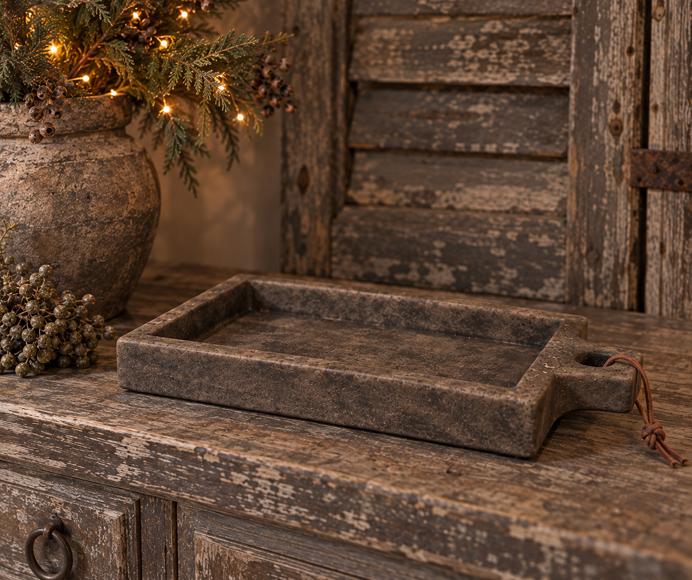 Set Rectangular Plate+ 2 Tealightcups Xmas- Majestic Brown || Brynxz - Afbeelding 10