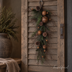 Landelijke Kersttoef met Bellen & Dennenappels || 70 cm