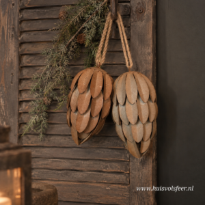 Metalen Dennenappel Hanger- Roest || Extra Large