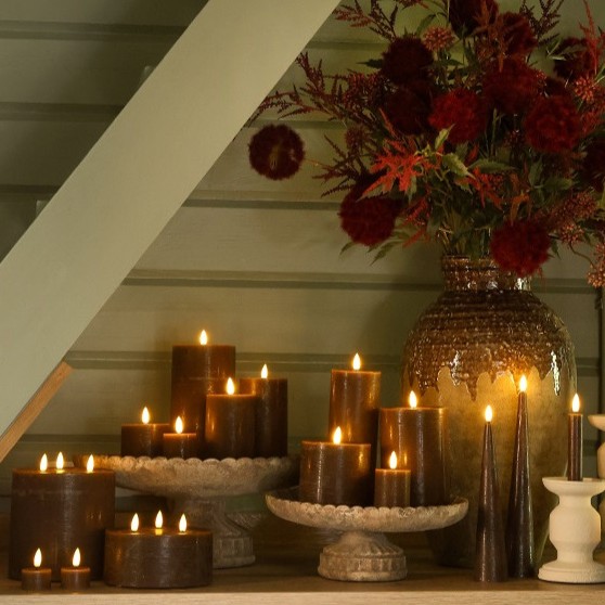 Stompkaars Led Wax Ø7,5 x H12,5 cm- Bruin || Elegance - Afbeelding 5
