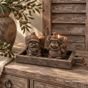Set Rectangular Plate+ 2 Tealightcups Xmas- Majestic Brown || Brynxz