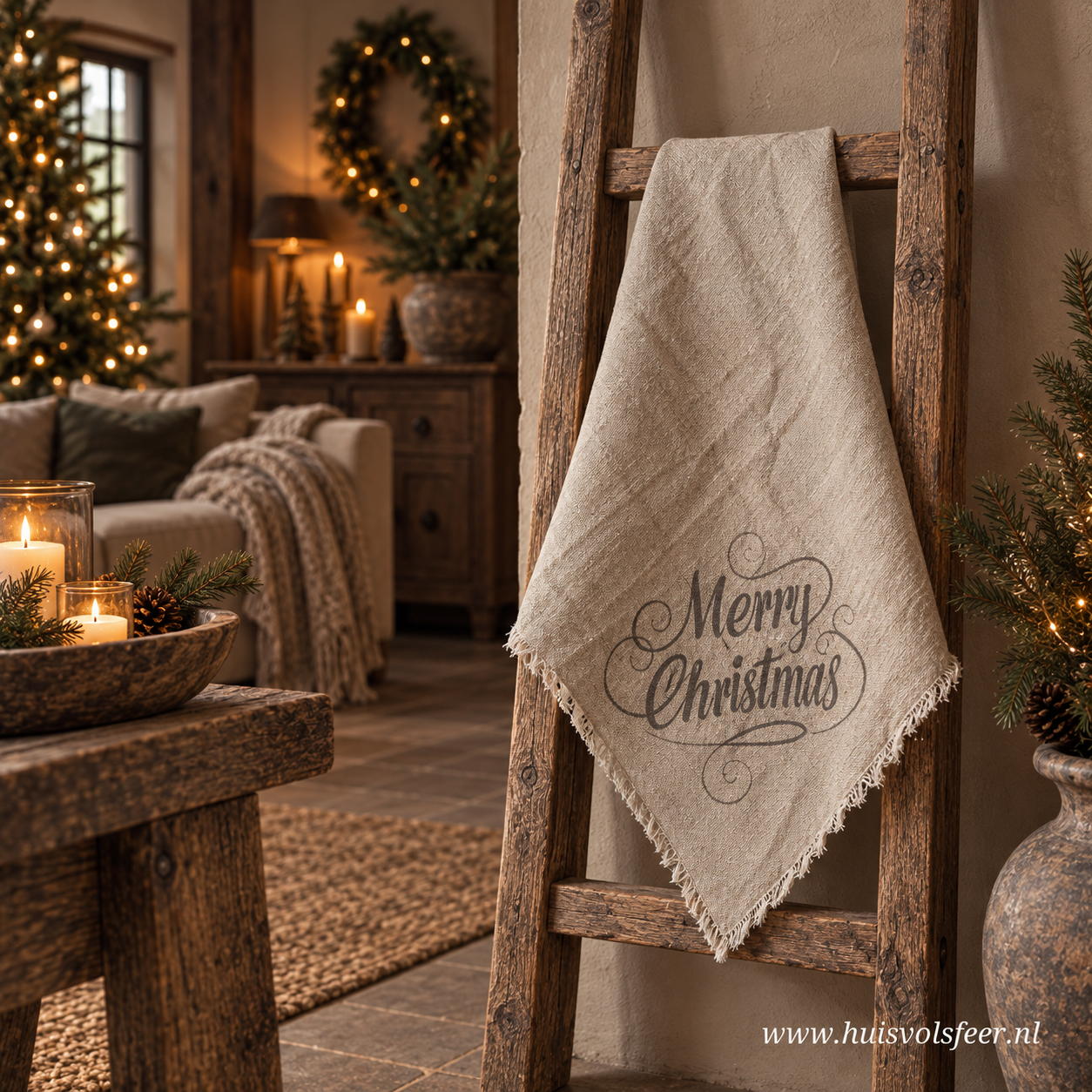 Linnen Shabby Doek New || Merry Christmas