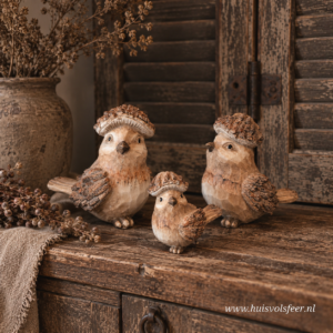 Decoratie Vogel met Eikelhoedje || 15 cm