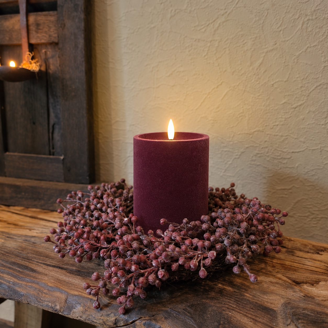 Stompkaars Led Velvet Ø10 x H15 cm- Paars || Elegance - Afbeelding 2
