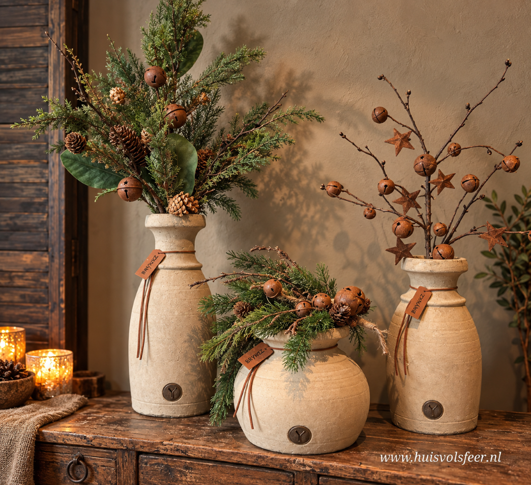 Set of 3 Bottles with Lines and Rope- Majestic Taupe || Brynxz