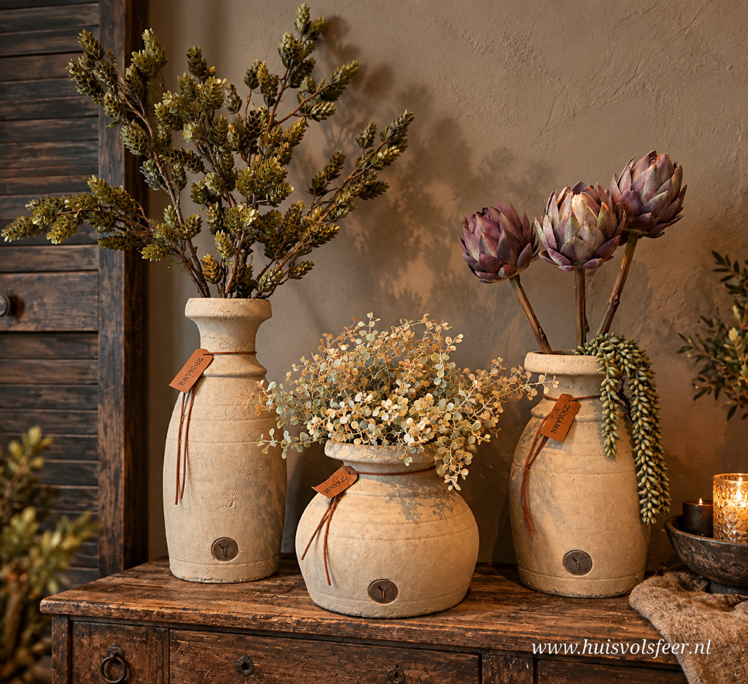 Set of 3 Bottles with Lines and Rope- Majestic Taupe || Brynxz - Afbeelding 3