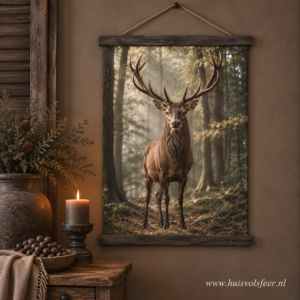 Wanddoek "Landelijk en sfeervol" || Rendier in het Bos