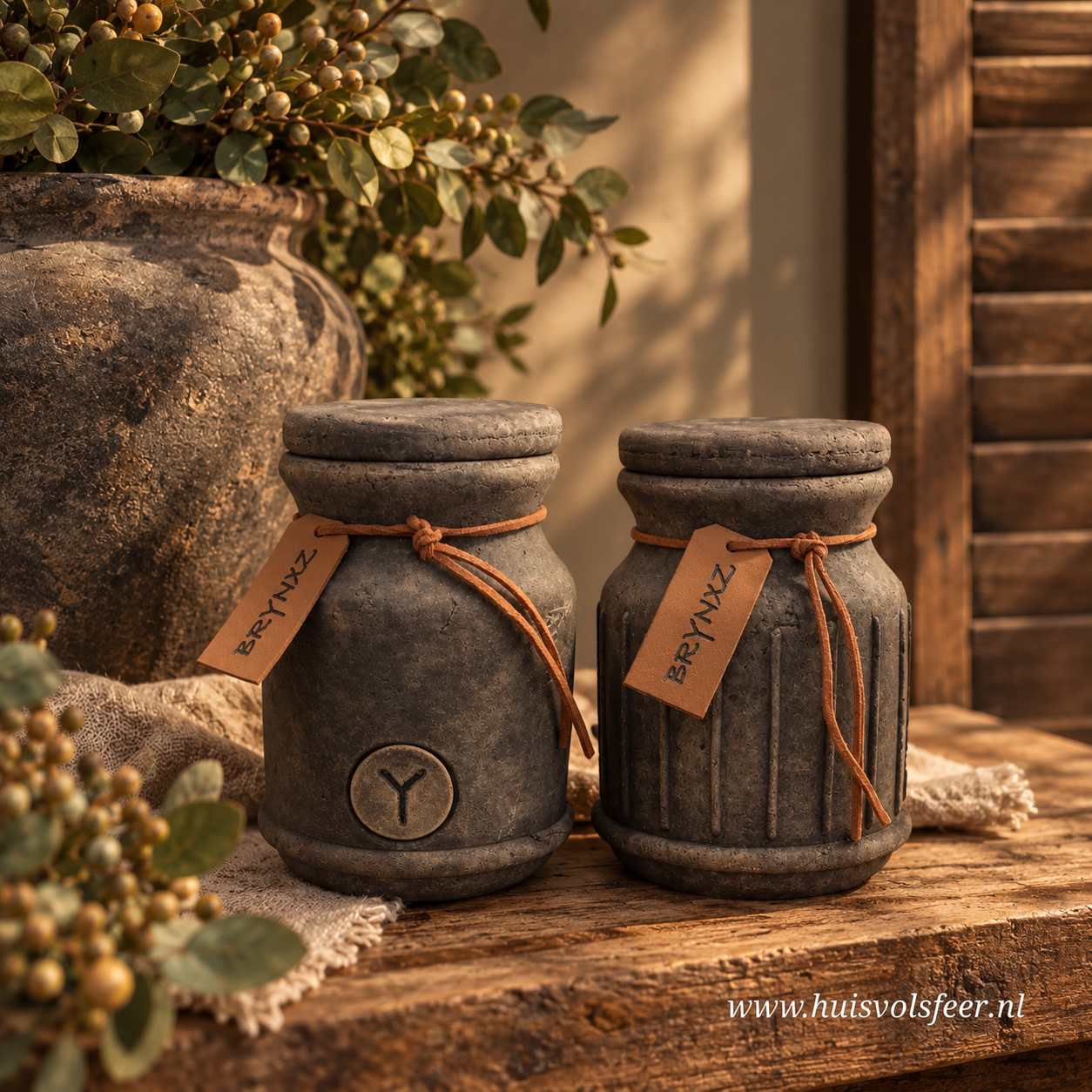 Set of 2 Pot and Top Leather Rope- Majestic Brown || Brynxz