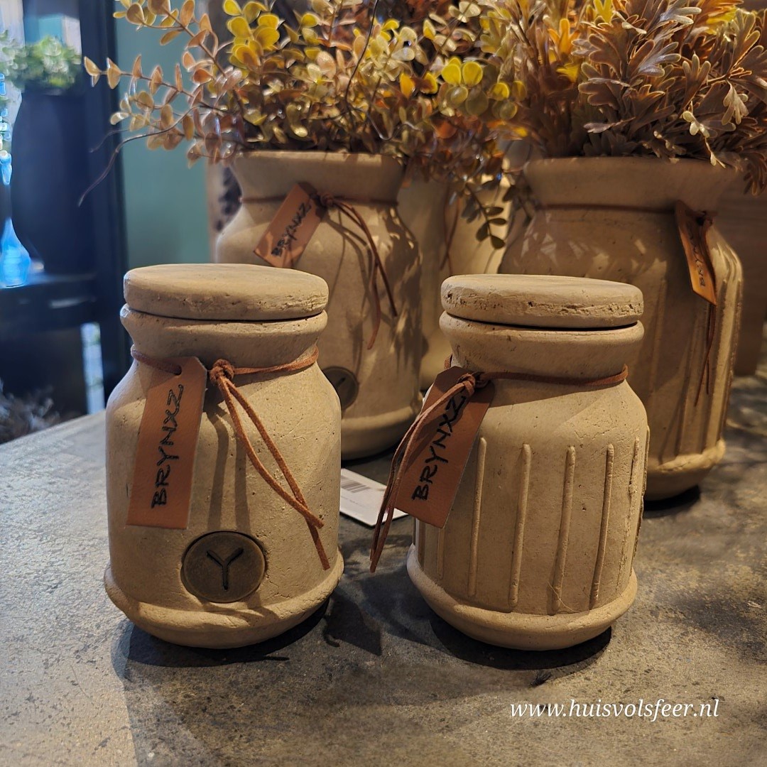Set of 2 Pot and Top Leather Rope- Majestic Taupe || Brynxz - Afbeelding 2