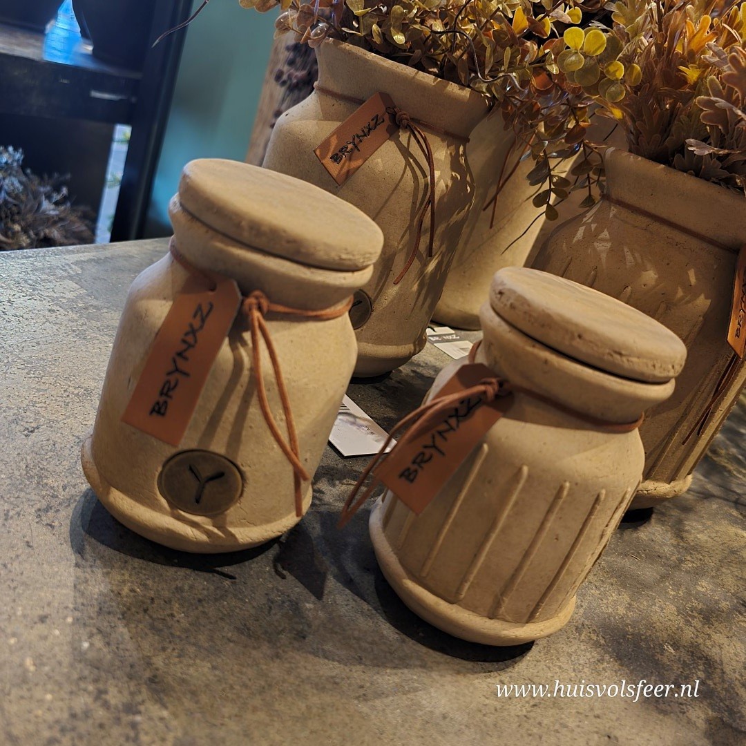 Set of 2 Pot and Top Leather Rope- Majestic Taupe || Brynxz - Afbeelding 3