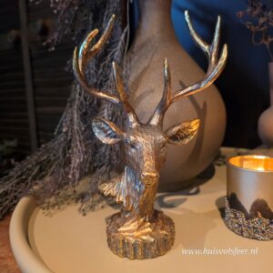 Ornament Hert op Voet Goud || H24,5 cm