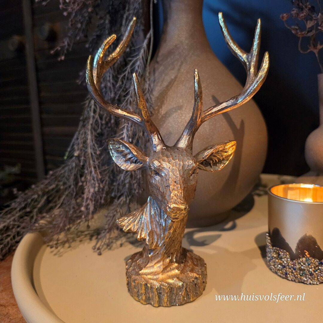 Ornament Hert op Voet Goud || H24,5 cm