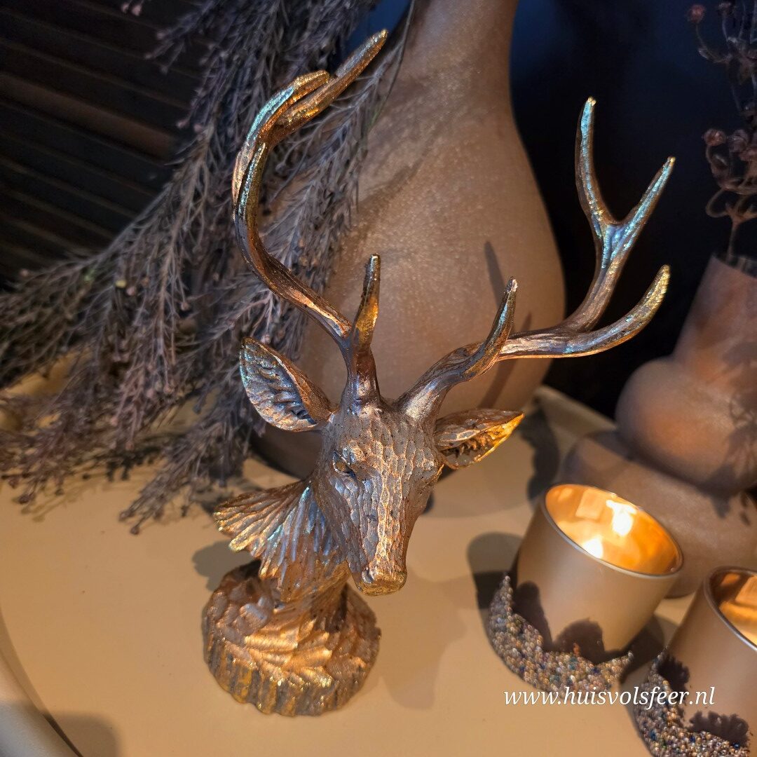 Ornament Hert op Voet Goud || H24,5 cm - Afbeelding 3