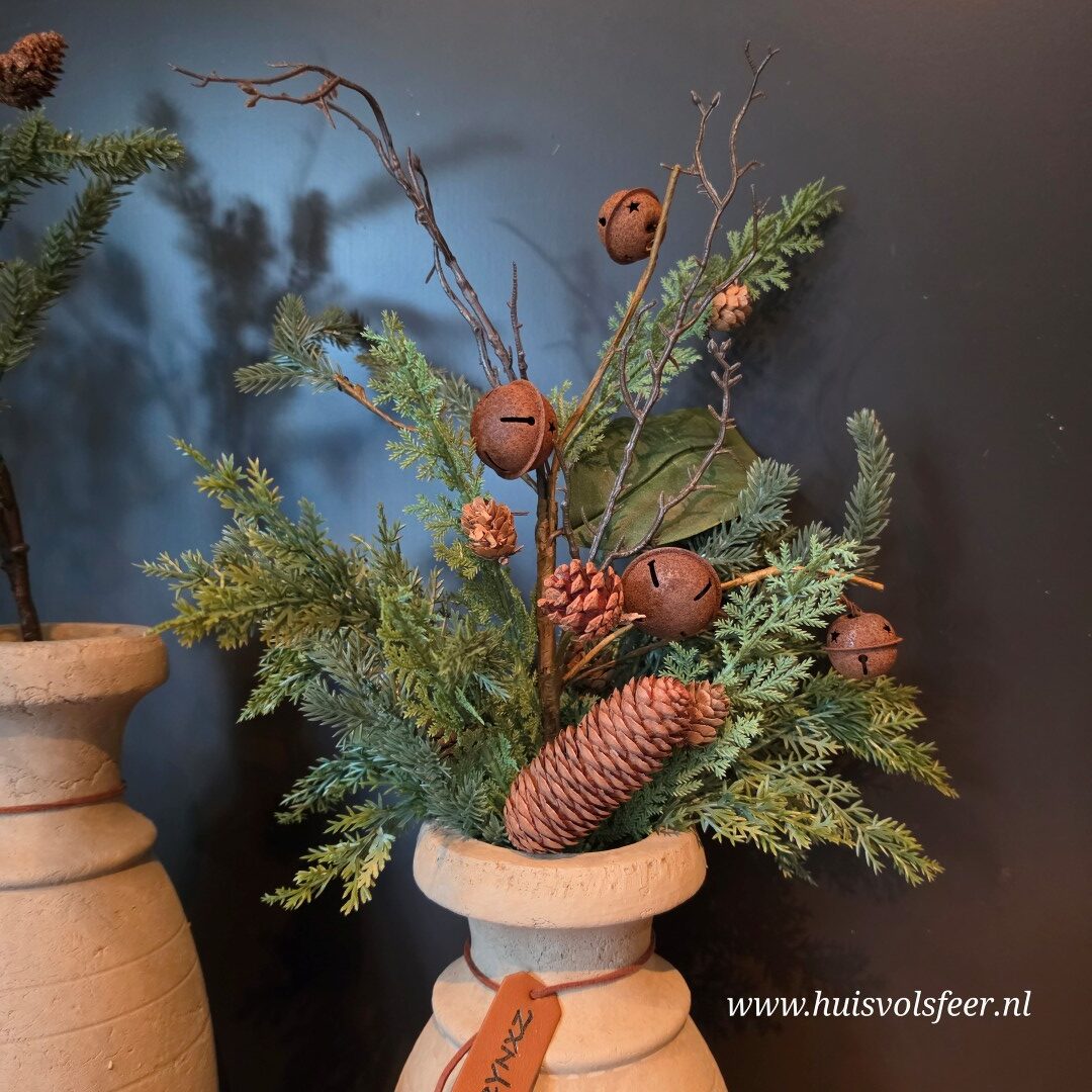 Kunst Herfsttak met Dennenappels & Bellen || 50 cm - Afbeelding 3