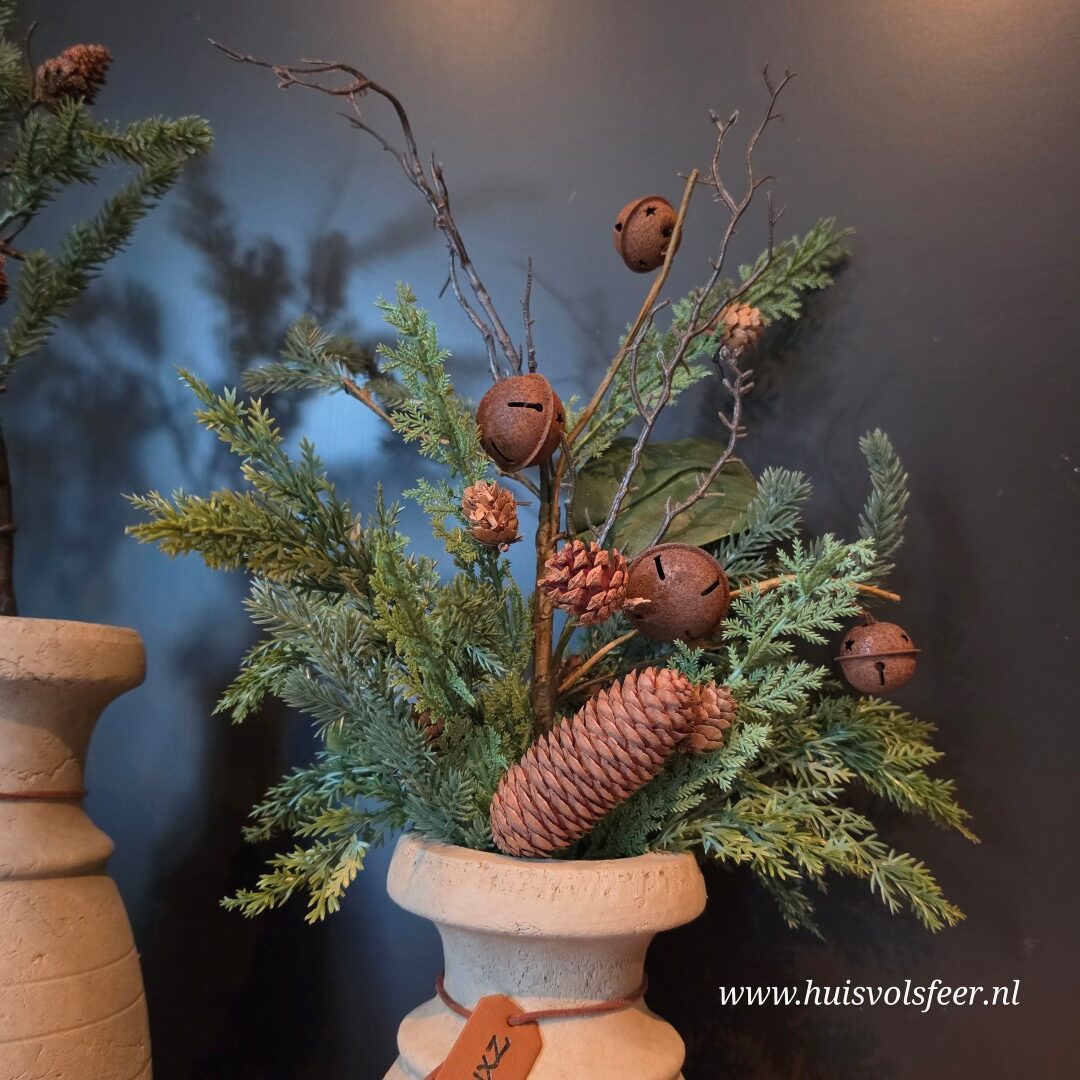 Kunst Herfsttak met Dennenappels & Bellen || 50 cm - Afbeelding 5