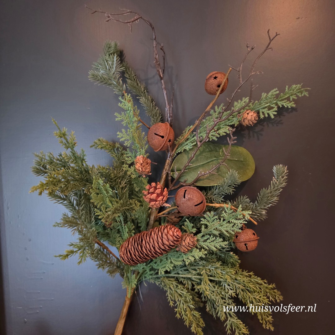 Kunst Herfsttak met Dennenappels & Bellen || 50 cm - Afbeelding 6