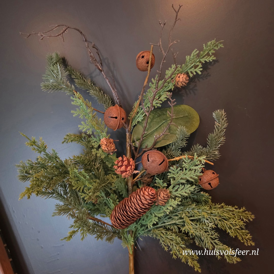 Kunst Herfsttak met Dennenappels & Bellen || 50 cm - Afbeelding 7