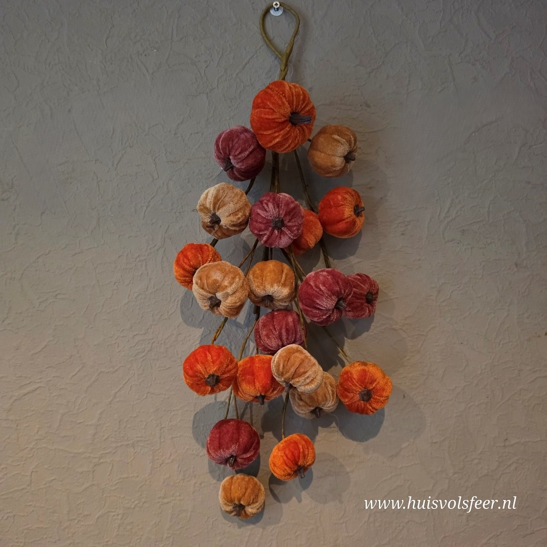 Toefhanger met Velvet Pompoenen || 54 cm - Afbeelding 7