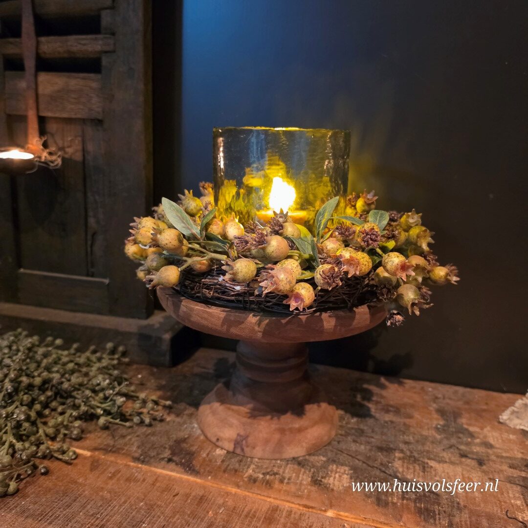 Houten plateau op voet || Rond