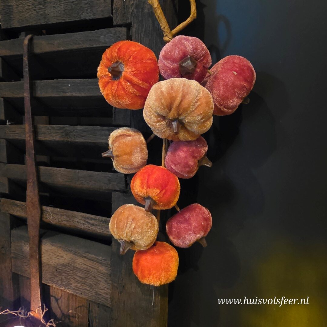 Toefhanger met Velvet Pompoenen || 25 cm - Afbeelding 5