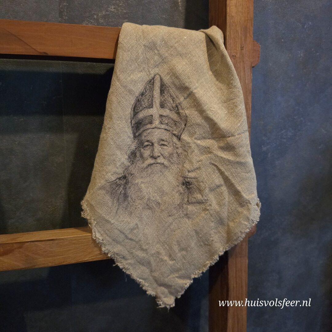 Linnen Shabby Doek- Hoofd Sinterklaas || Eigen Label - Afbeelding 2