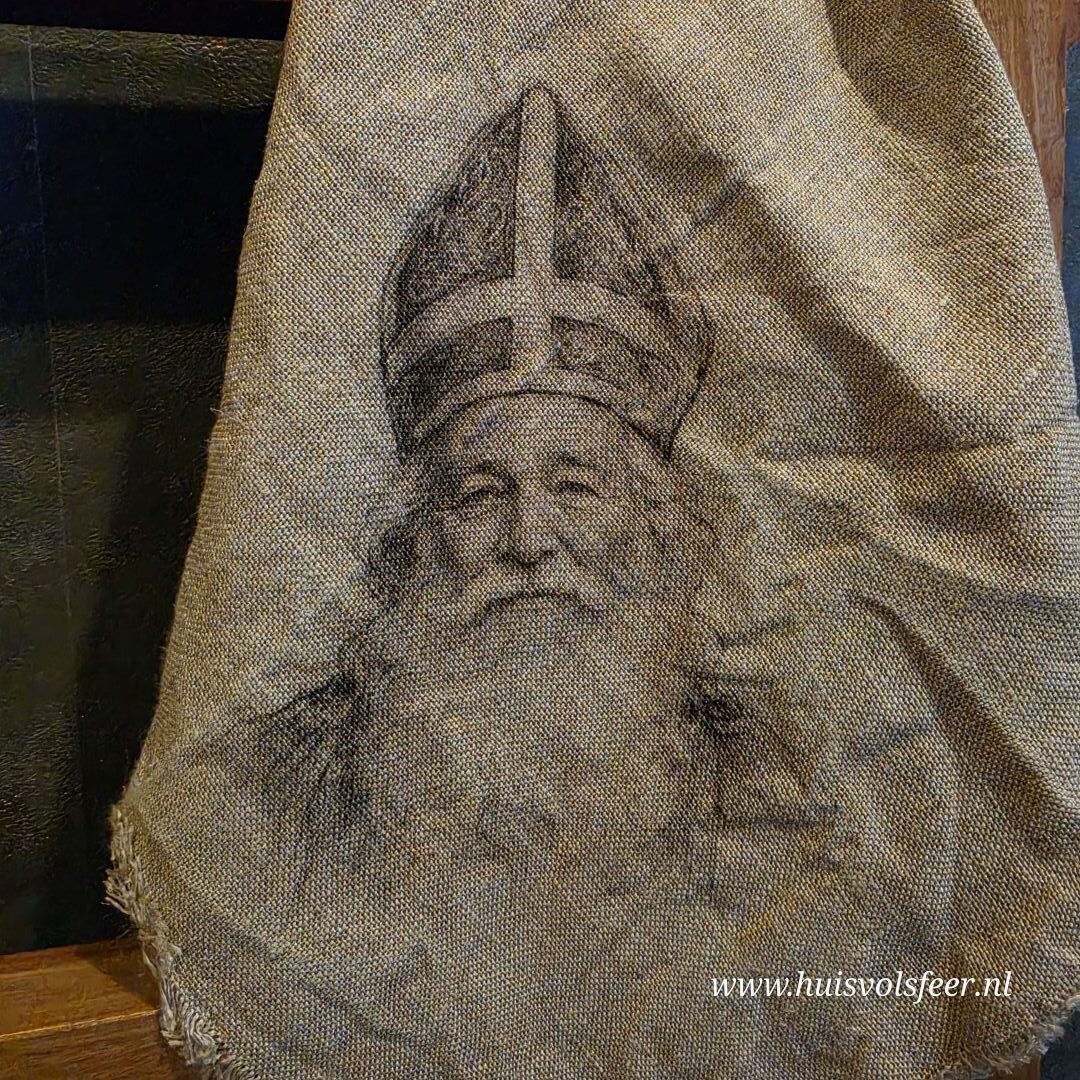 Linnen Shabby Doek- Hoofd Sinterklaas || Eigen Label - Afbeelding 3