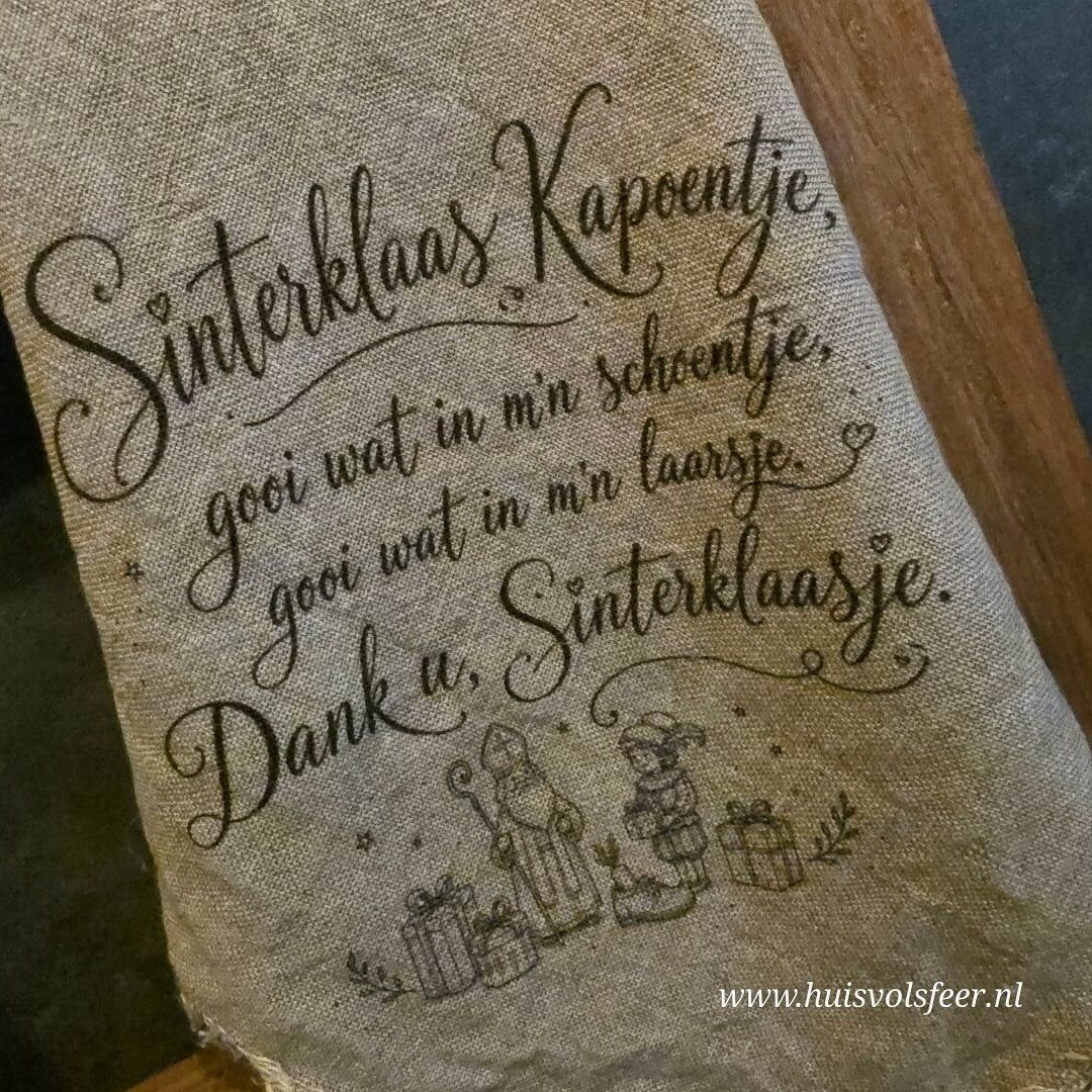 Linnen Shabby Doek- Sinterklaas Kapoentje || Eigen Label - Afbeelding 2
