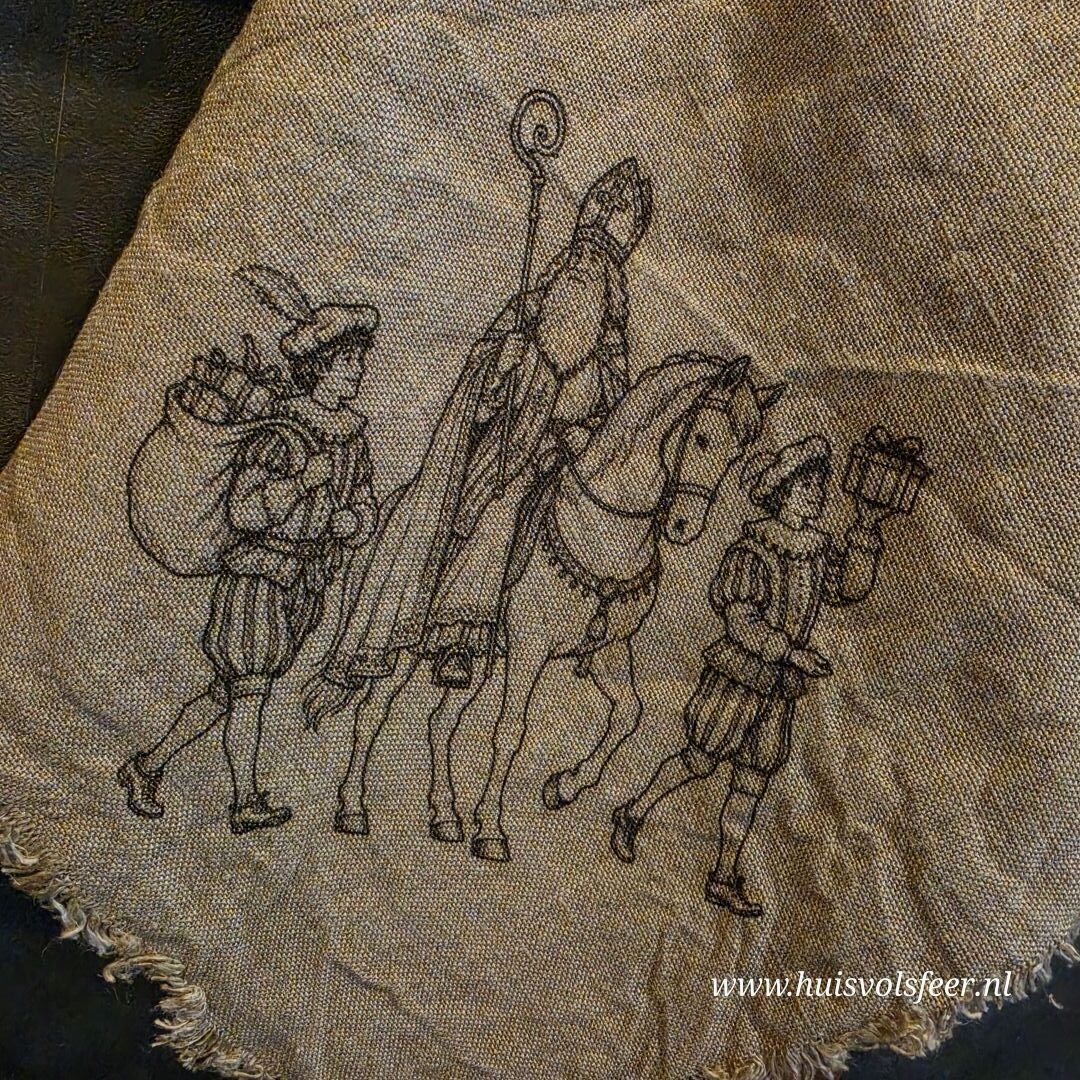 Linnen Shabby Doek- Sinterklaas te Paard || Eigen Label - Afbeelding 3