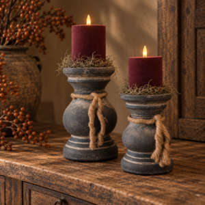 Candleholder Basic with Rope L- Ancient Clay || Brynxz