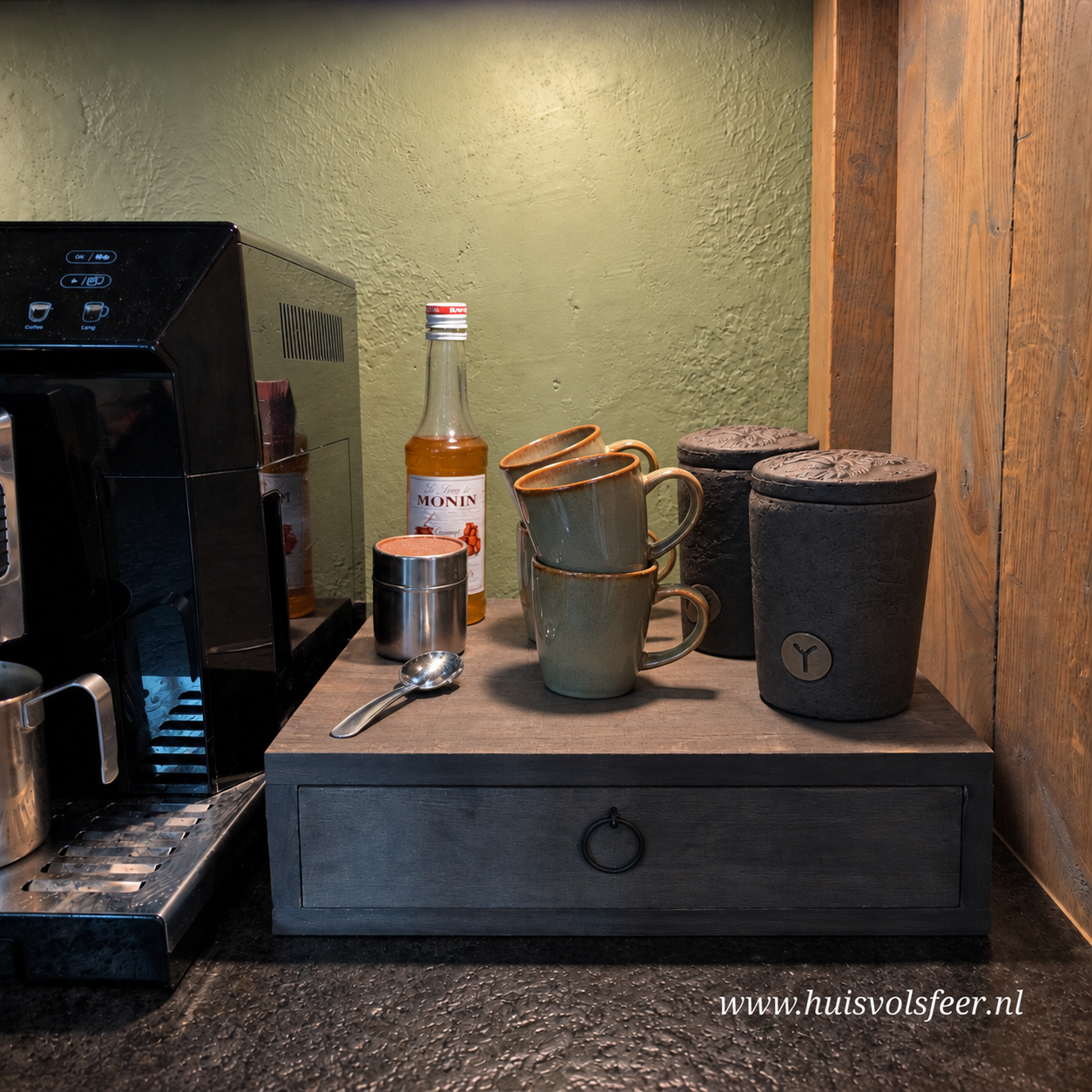 Koffie Plateau met 1 Lade || Old Grey