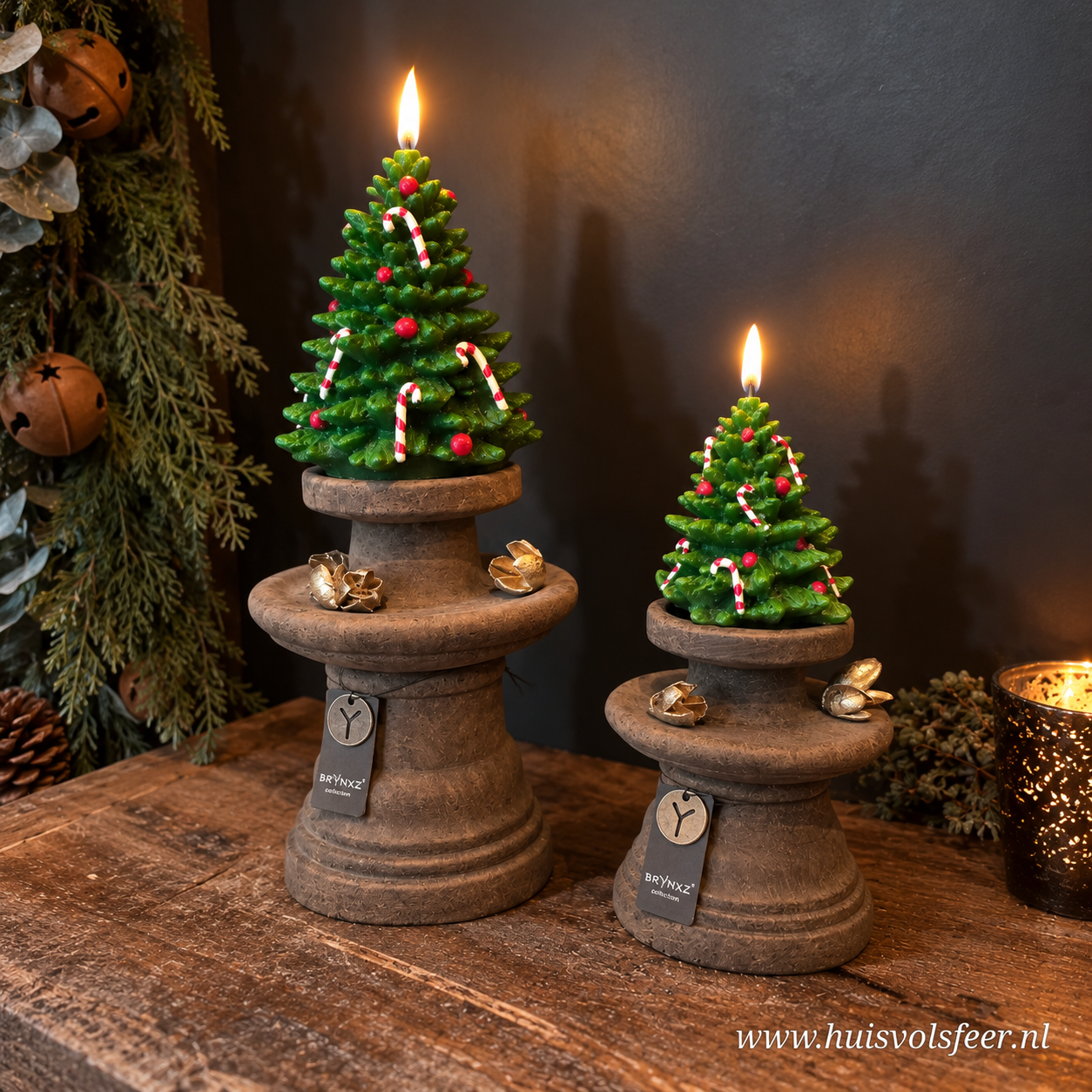 Deluxe Homeart LED Kerstboom Kaarsen- Christmas Tree || Set van 2 - Afbeelding 3