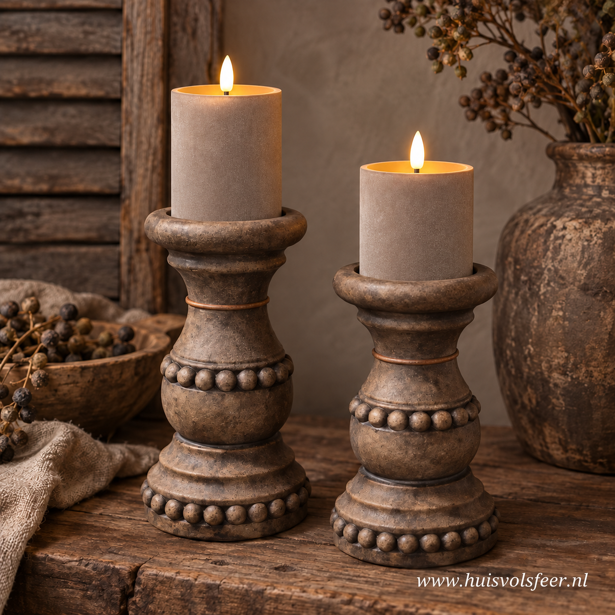 Candleholder Relief L- Majestic Brown || Brynxz
