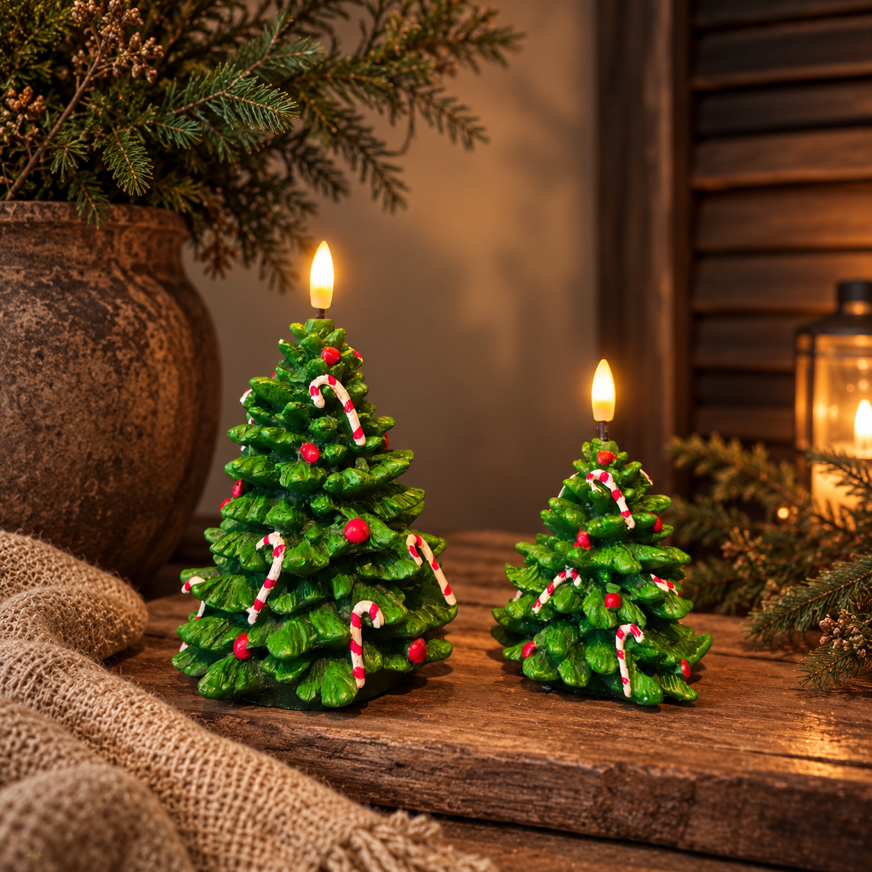 Deluxe Homeart LED Kerstboom Kaarsen- Christmas Tree || Set van 2 - Afbeelding 2