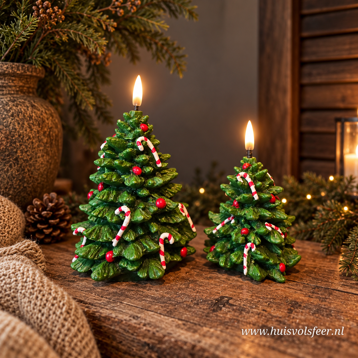 Deluxe Homeart LED Kerstboom Kaarsen- Christmas Tree || Set van 2