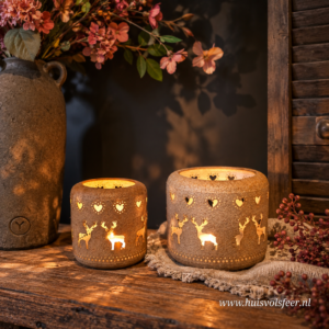 Windlicht Hertjes- Roest || 11x H11,5 cm