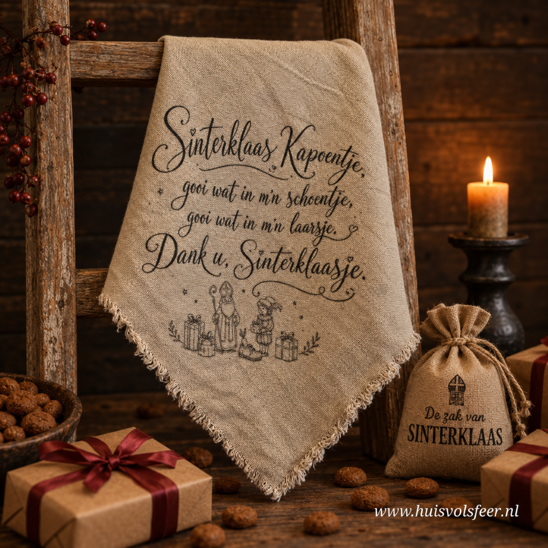 Linnen Shabby Doek- Sinterklaas Kapoentje || Eigen Label