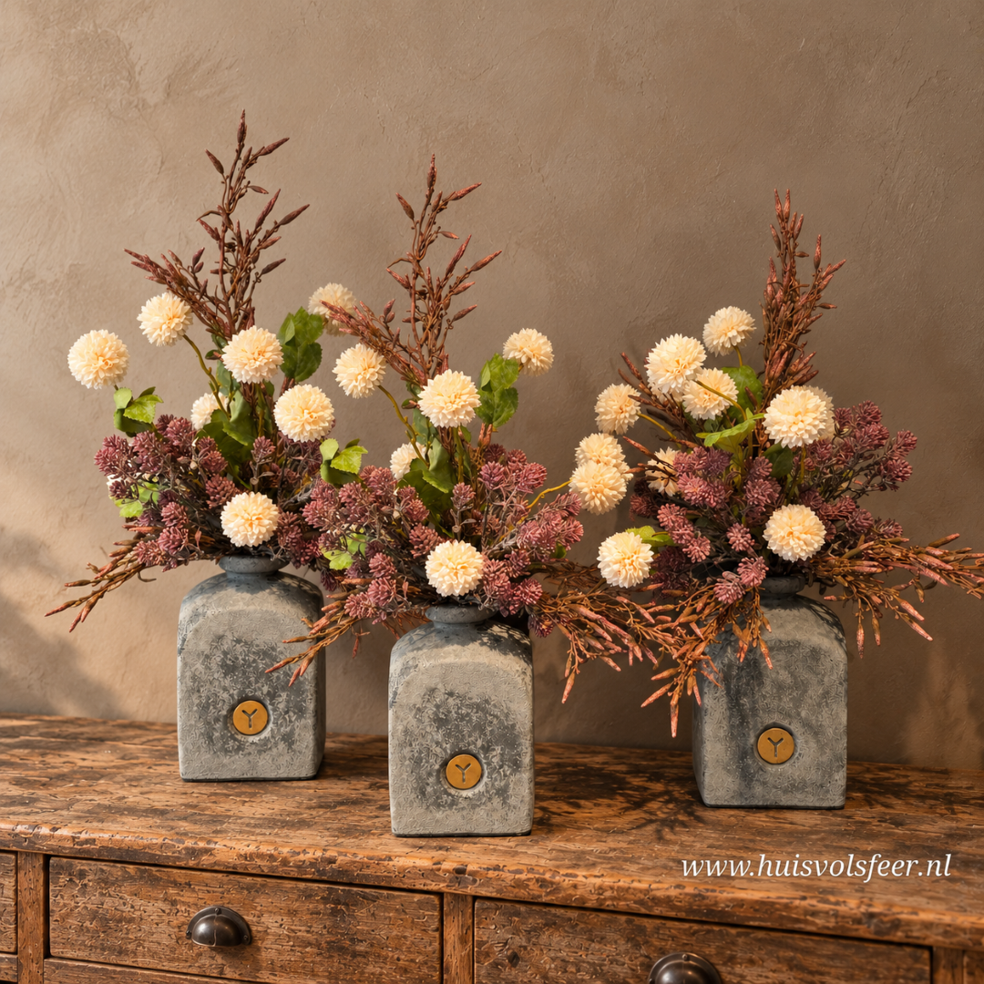 Complete Set- Vaas met Zijdeboeket || Autumn Charm - Afbeelding 3