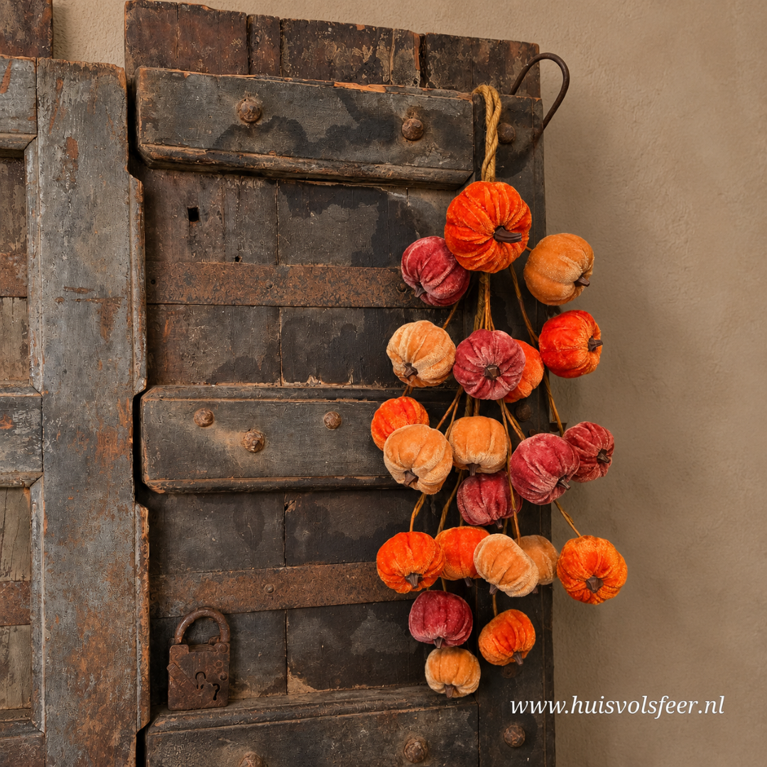 Toefhanger met Velvet Pompoenen || 54 cm