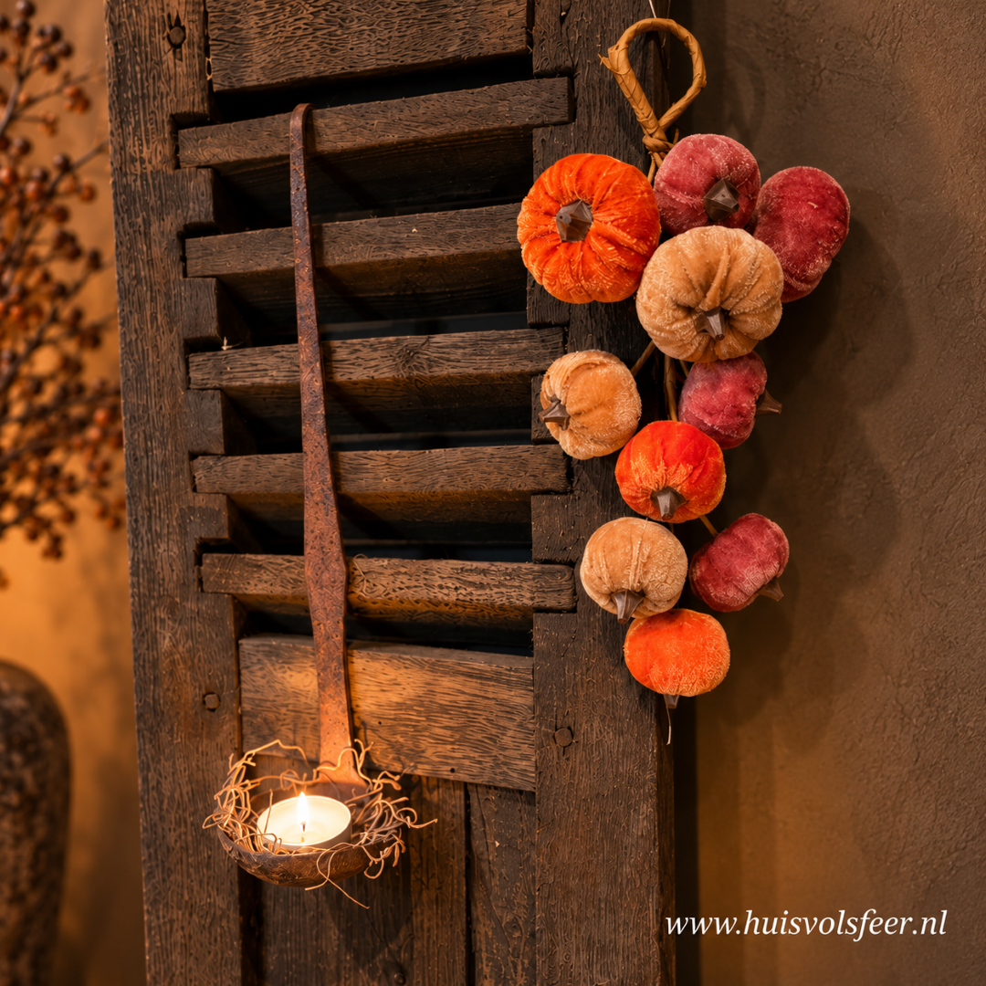 Toefhanger met Velvet Pompoenen || 25 cm