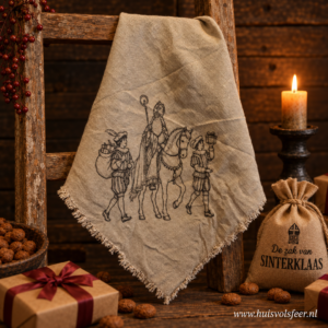 Linnen Shabby Doek- Sinterklaas te Paard || Eigen Label