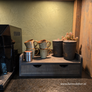Koffie Plateau met 3 Vaks Lade || Old Grey