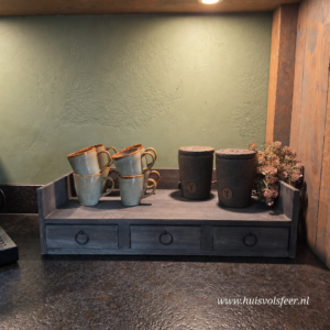 Koffie Plateau met 3 lades || Old Grey