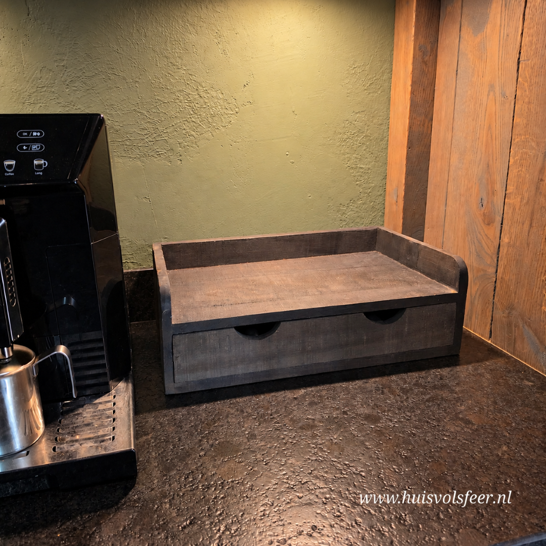 Koffie Plateau met 3 Vaks Lade || Old Grey - Afbeelding 8