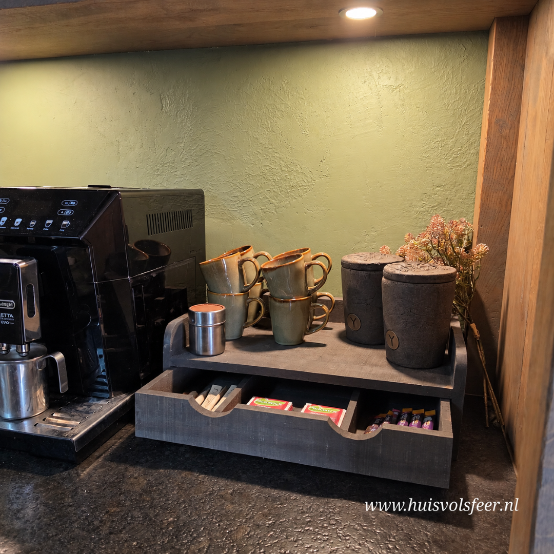 Koffie Plateau met 3 Vaks Lade || Old Grey - Afbeelding 6